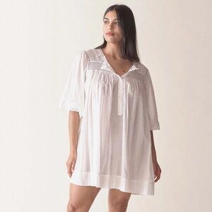 DOEN CADENZA NIGHTGOWN SALT SIZE SMALL BNWT $198 orig whit cotton voile